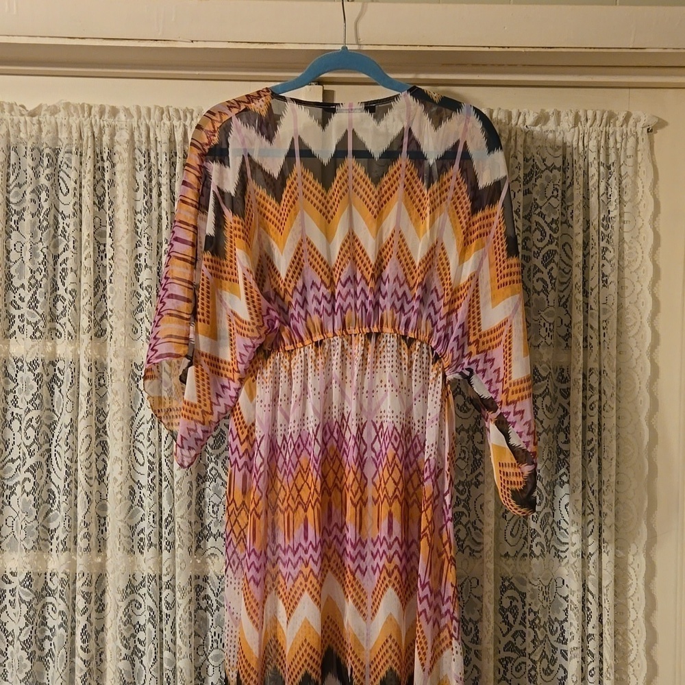 Ark & Co. Sheer Chevron Maxi Beach Coverup Size Medium - Picture 4 of 6